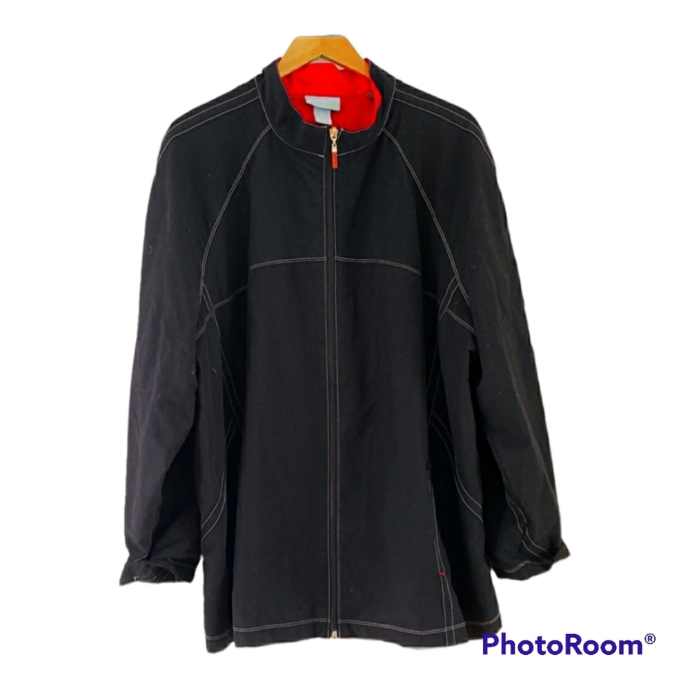 Liz & Me Sport Black Lightweight Polyester Zip Jacket, Size 3X